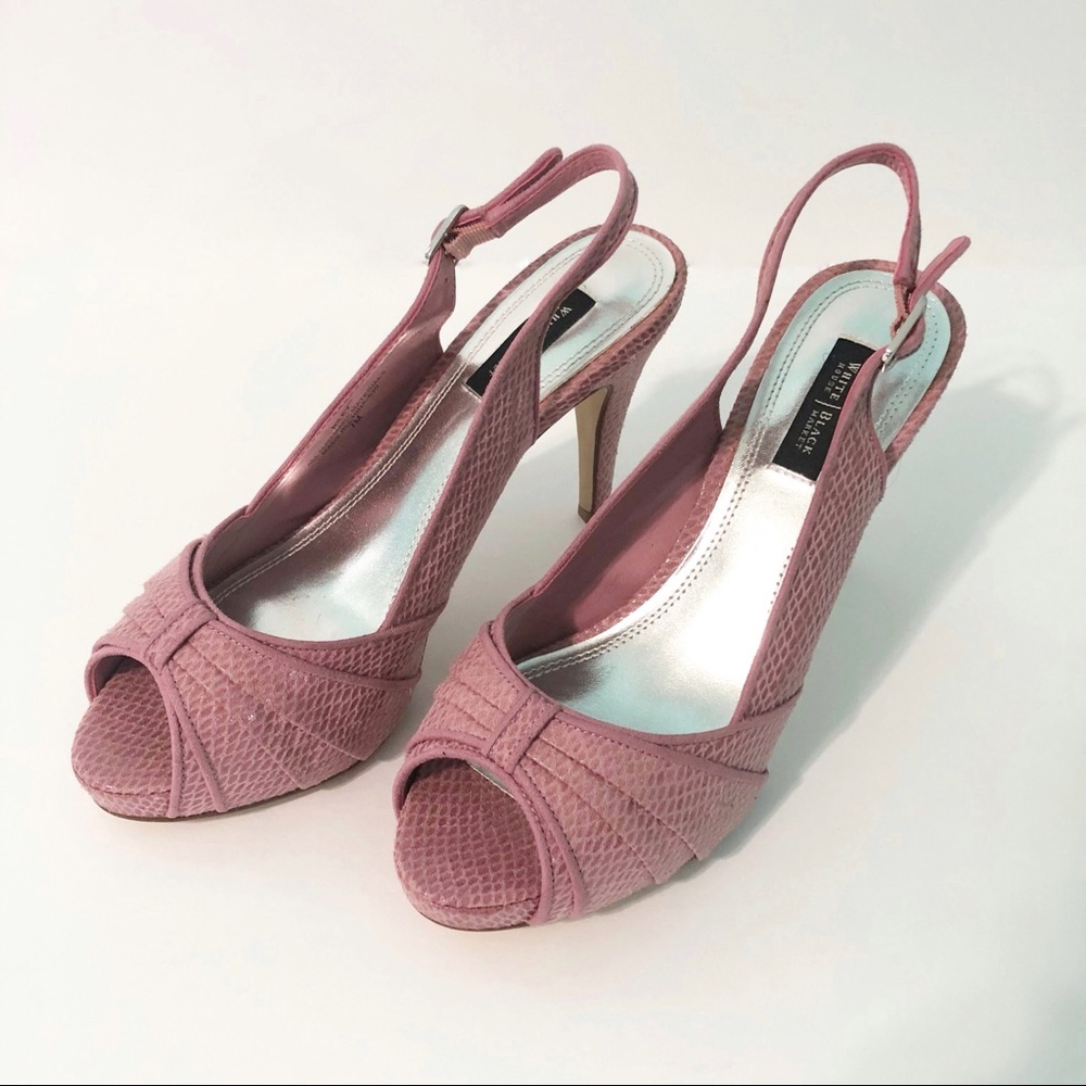 WHBM Riley Pink Peep Toe Slingback Heel 7M